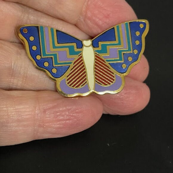 Vintage LAUREL BURCH Papillon Butterfly Brooch Cloisonne Enamel Figural 1980s - Picture 5 of 8